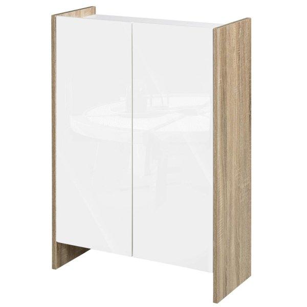 Szekrény két ajtóval, Homcom, Forgácslap, 60 x 25 x 90 cm, Fehér/barna