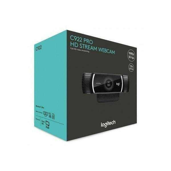 Logitech Webkamera - C922 Pro Stream (1920x1080 képpont, állvány, mikrofon,
Full HD, fekete)