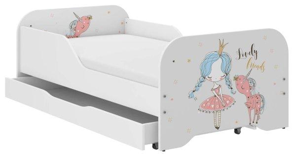MIKI gyerekágy 160x80cm ajándék matraccal, ágyneműtartó nélkül -
Hercegnő Unikornissal