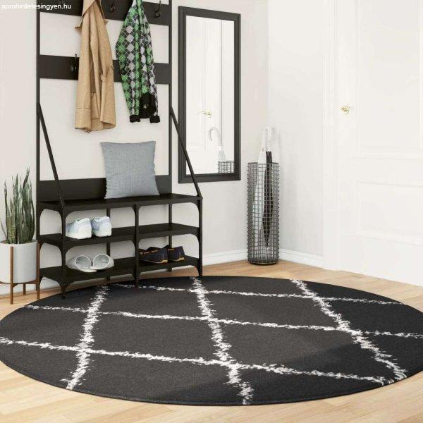 vidaXL fekete és krém hosszú szálú bozontos modern szőnyeg Ø 200 cm