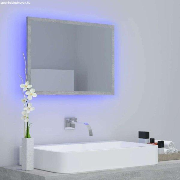 Betonszürke led-es forgácslap fürdőszobai tükör 60 x 8,5 x 37 cm