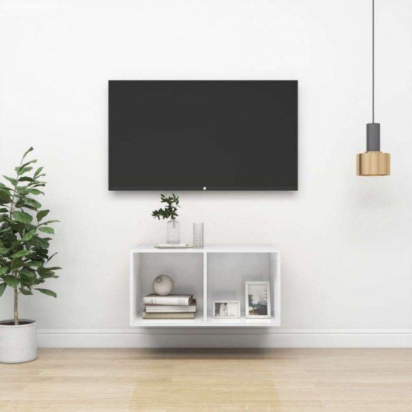 vidaXL magasfényű fehér forgácslap fali TV-szekrény 37 x 37 x 72 cm