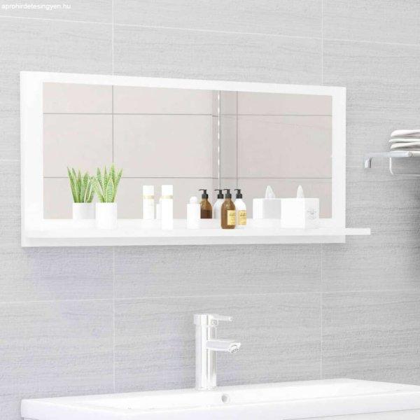 vidaXL magasfényű fehér forgácslap fürdőszobai tükör 90x10,5x37 cm