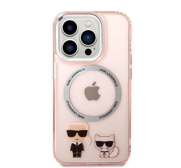 Karl Lagerfeld and Choupette MagSafe hátlap tok iPhone 14 Pro, rózsaszín