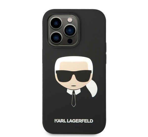 Karl Lagerfeld Head Liquid szilikon hátlap tok iPhone 14 Pro Max, fekete