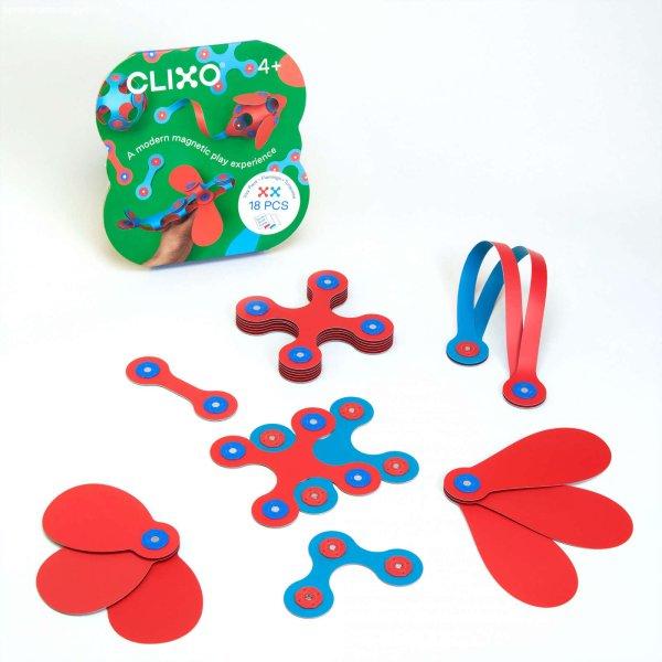 Építőkészlet Clixo mágnessel, Itsy csomag Flamingo-Turquoise, 18 db