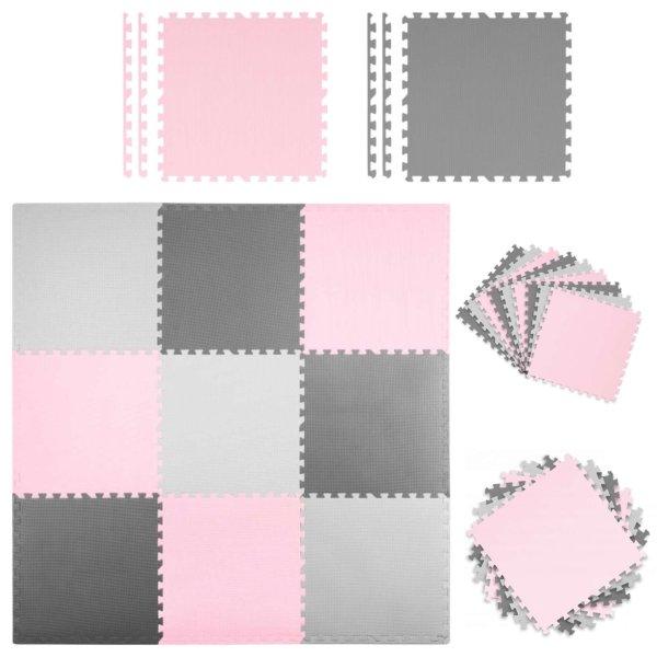 Ricokids Szivacs puzzle 180x180cm (9db) #szürke-rózsaszín