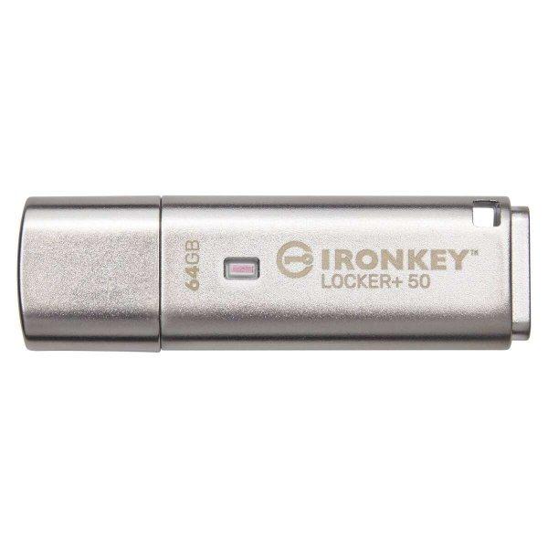 Kingston IKLP50/64GB IronKey Locker+ 50 64 GB, USB 3.2 Gen 1 Ezüst pendrive