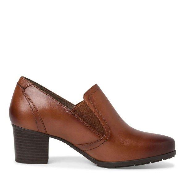Tamaris Comfort női barna bőr cipő 84400-41-328 trottör sarokkal 07188