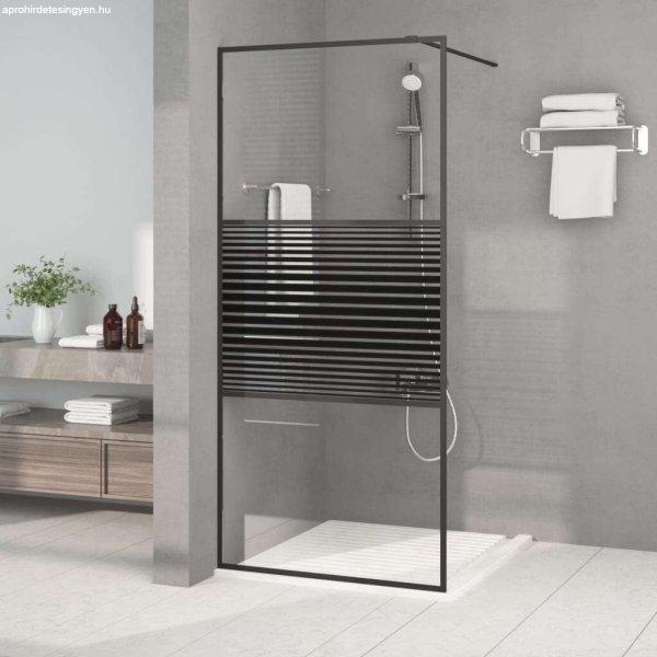 vidaXL fekete átlátszó ESG üveg zuhanyfal 90x195 cm