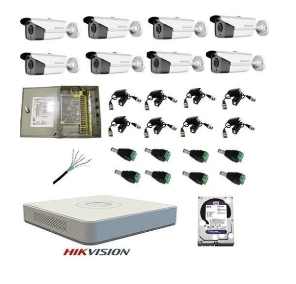 Teljes rendszerkészlet 8 kültéri megfigyelő kamera HIKVISION FULL HD 40 m IR
kemény 2 TB