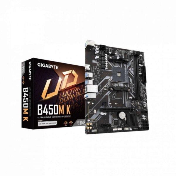 Gigabyte Alaplap - AMD B450M K (B450, 2xDDR4 2933MHz, PCI-E, RAID, 4xSATA3, M.2,
6xUSB2.0, 6xUSB3.1)