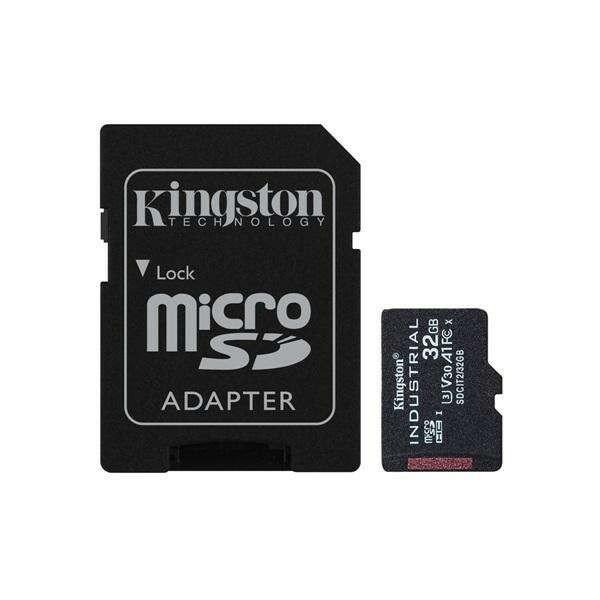Kingston 32GB microSDHC Class 10 CL10 U3 V30 A1 Industrial + adapterrel
