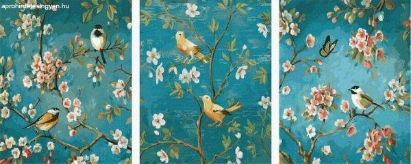 Éneklő madarak - Számfestő készlet, többrészes, kerettel (50x120 cm)