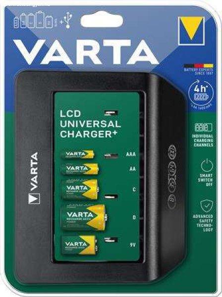 Elemtöltő, univerzális AA/AAA/C/D/9V, LCD kijelző, VARTA 