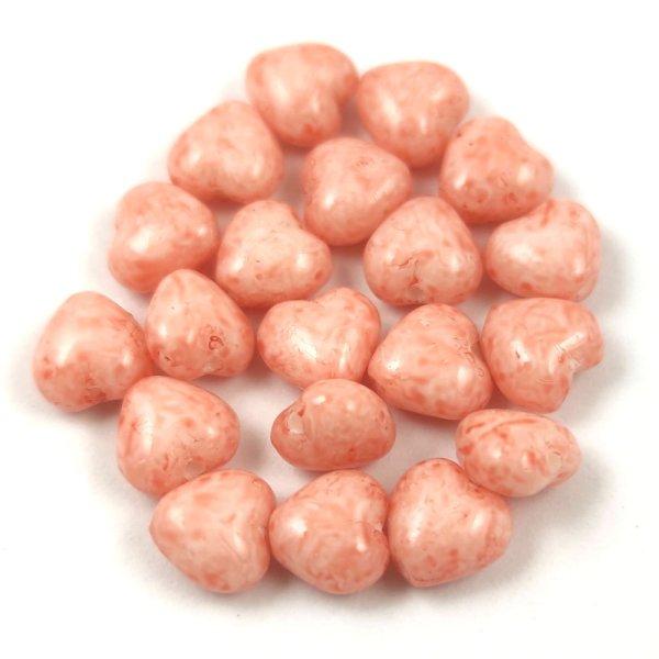 Cseh préselt egyedi formák - szív - Alabaster Milky Peach - 6mm