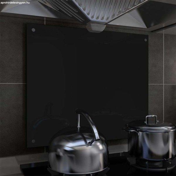 Fekete edzett üveg konyhai fröccsenésgátló 70 x 60 cm