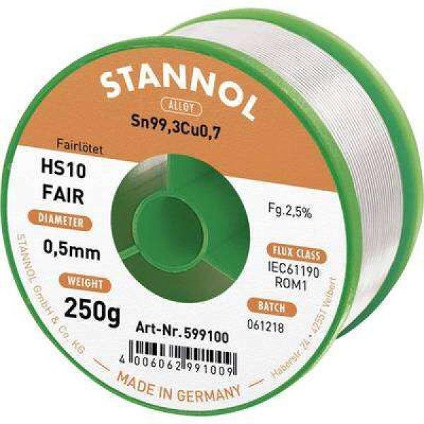 Forrasztóón Tekercs Stannol HS10-Fair Sn99.3Cu0.7 250 g 0.5 mm