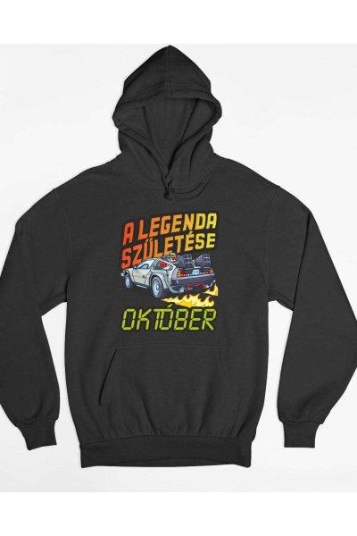 A legenda születése delorean vissza a jövőbe születésnap október kapucnis
pulóver - egyedi mintás, 4 színben, 5 méretben