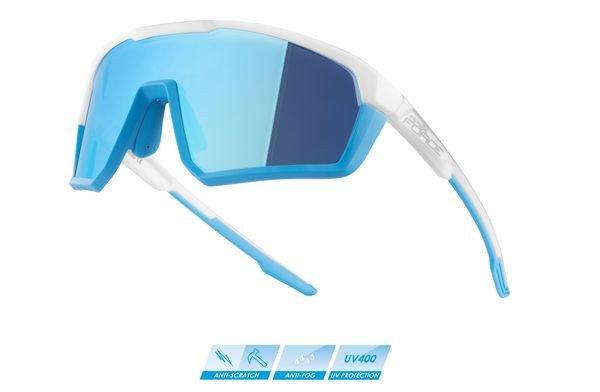 FORCE APEX sportszemüveg fehér-szürke, kék tükrös kencse
