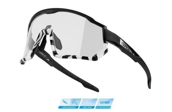 FORCE DRIFT sportszemüveg fekete-zebra, fotokromatikus + dioptriázható keret