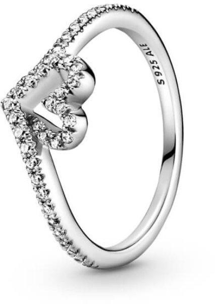 Pandora Romantikus ezüst szív gyűrű Wish 199302C01 54 mm