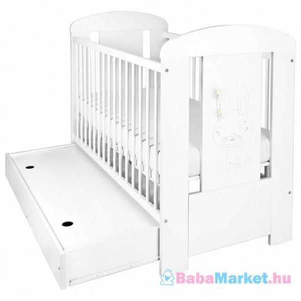 Babaágy ágyneműtartóval - New Baby Nyuszi fiókkal fehér