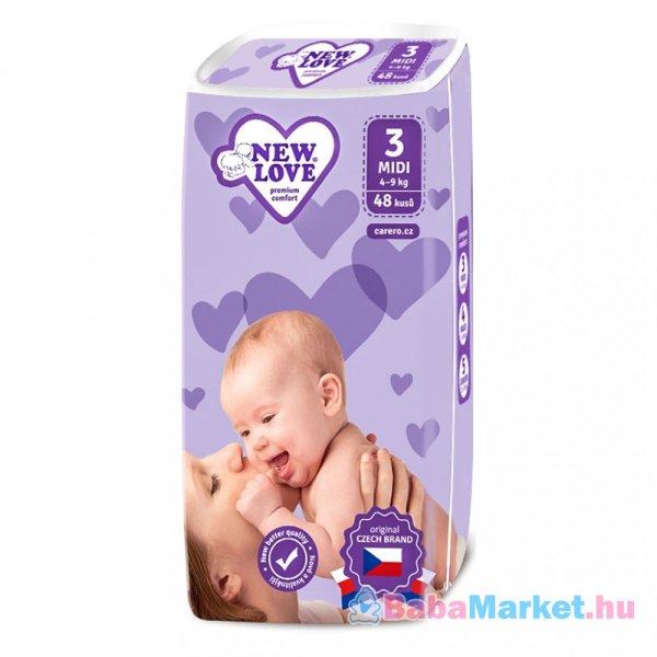 Gyermek eldobható pelenka New Love remium comfort 3 MIDI 4-9 kg 48 db