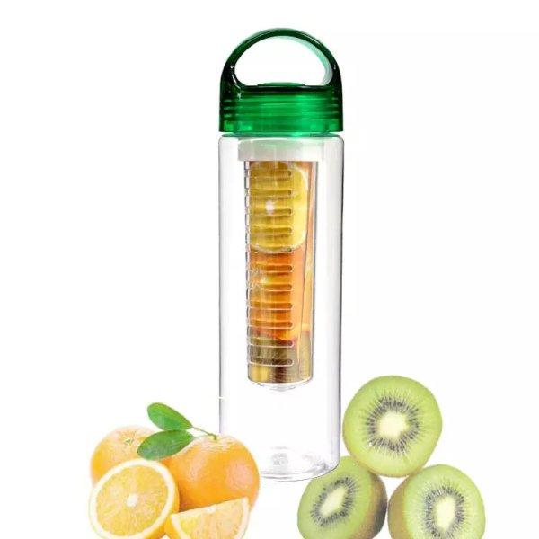 Gyümölcstartós kulacs, limonádé készítő palack (Zöld)