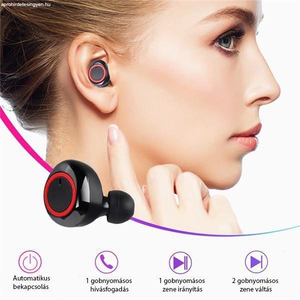 TWS W12 vezeték nélküli fülhallgató - Piros