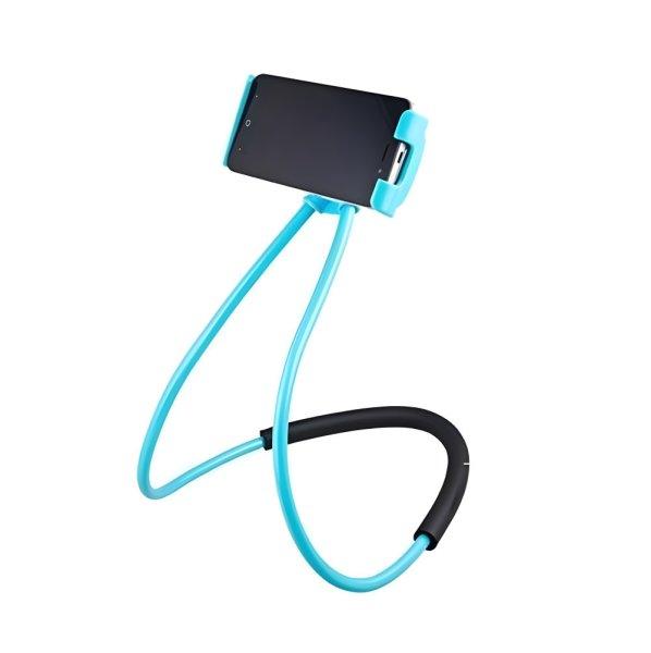 Univerzális, hajlítható, nyakba akasztható telefontartó - kék