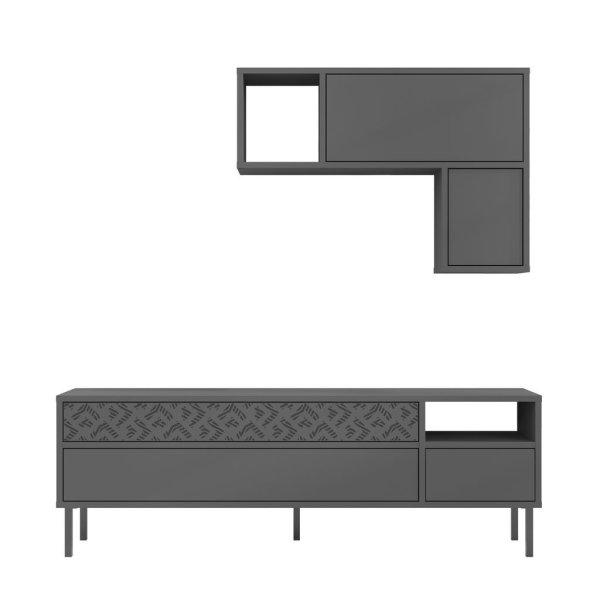 TV álvány és fali szekrény szett, antracit, 145 cm - ARABESQUE - Butopêa