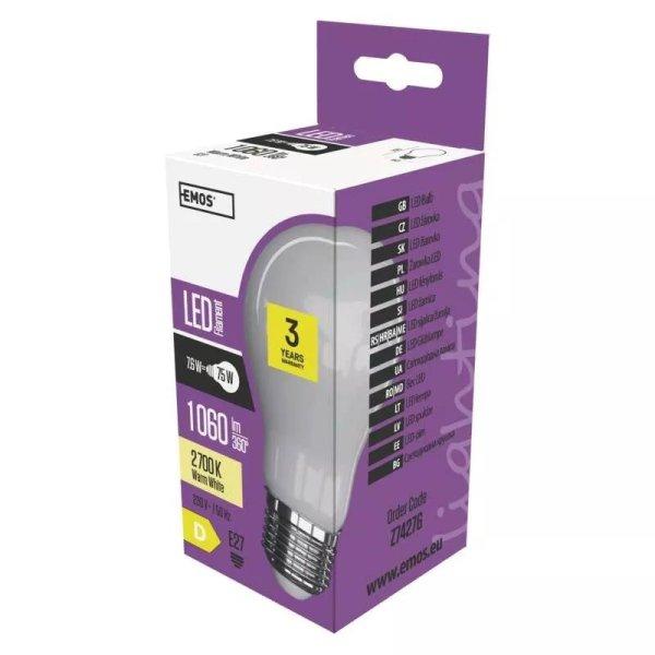 EMOS LED Filament izzó E27 7,6W 1060lm meleg fehér Z74276