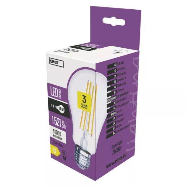 EMOS LED Filament izzó E27 11W 1521lm természetes fehér Z74285