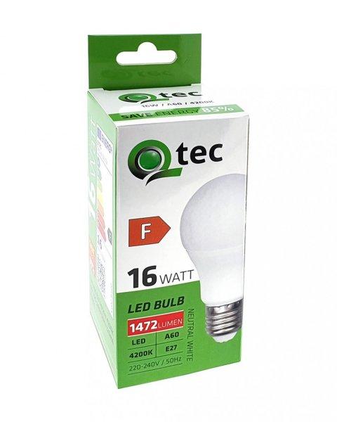 Qtec LED E27 16W A60 4200K (semleges fehér) 1472lm