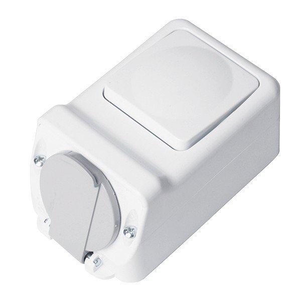 SOCKET+ONE BUTTON TWO WAY SWITCH 16A 250V, IP44