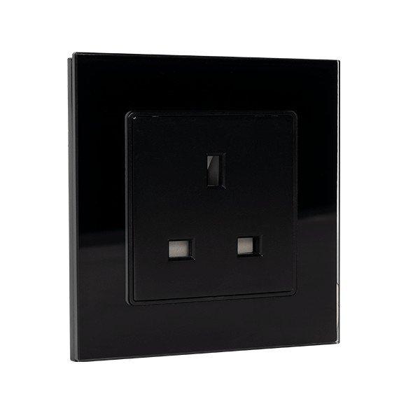 UK TYPE SOCKET 13A GLASS FRAME BLACK