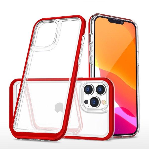 átlátszó 3in1 tok iPhone 14 Pro Max szilikon tok kerettel piros