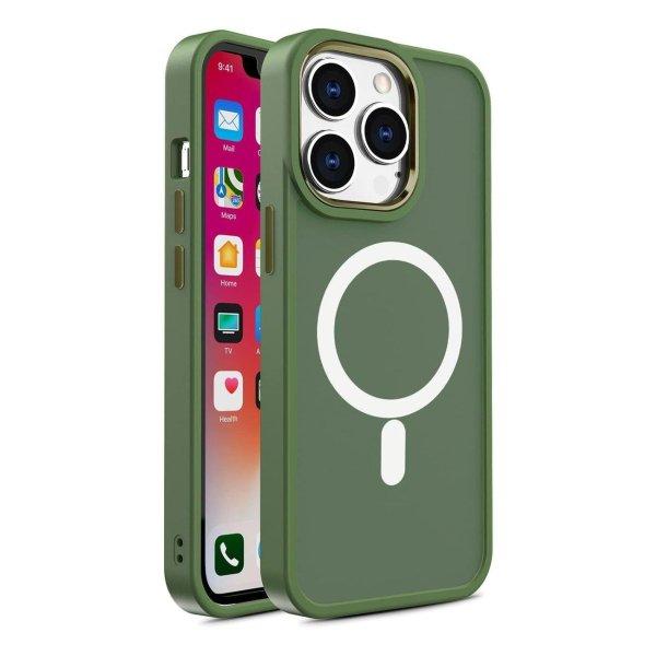 Armor mágneses iPhone 14 Pro Max MagSafe színes matt tok - zöld