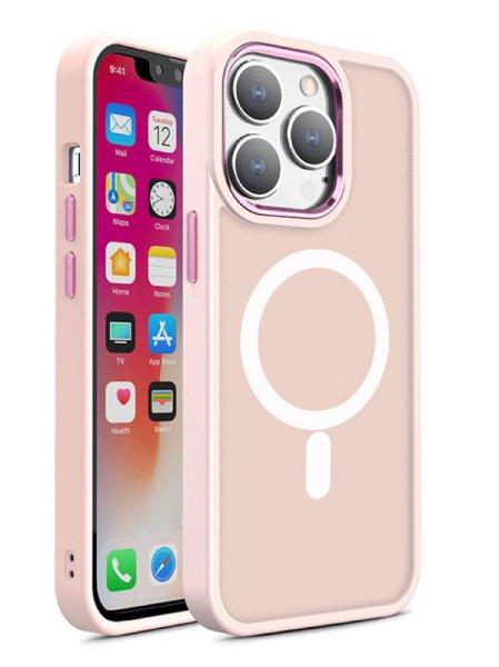 Mágneses színű matt tok iPhone 15 Pro - rózsaszín