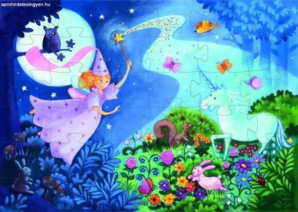 Tündérke és az Unikornis, 36 db-os formadobozos puzzle - The fairy and the
unicorn - 36 pcs - Djeco