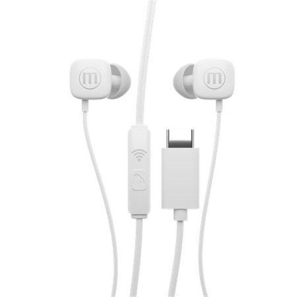 Fülhallgató, mikrofonnal, USB-C, MAXELL "Square+", fehér