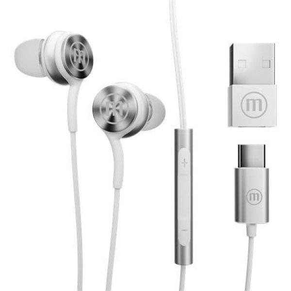 Fülhallgató, mikrofonnal, USB-C, MAXELL "XC1", fehér