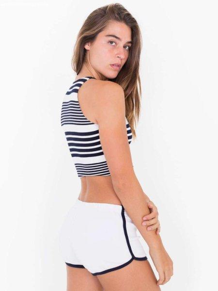 AA7301 Női pamut short, futónadrág American Apparel, White/Navy-S