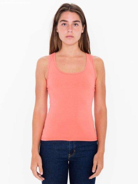 AA8308 Női sztrecs pamut ujjatlan póló-trikó American Apparel, Coral-XL