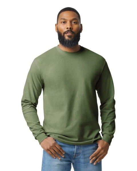 Klasszikus szabású hosszú ujjú póló, Gildan GI5400, Military Green-2XL