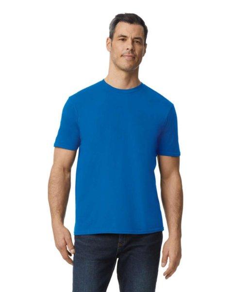 Modern oldalvarrott rövid ujjú kereknyakú póló, Gildan GI980, Royal-XL