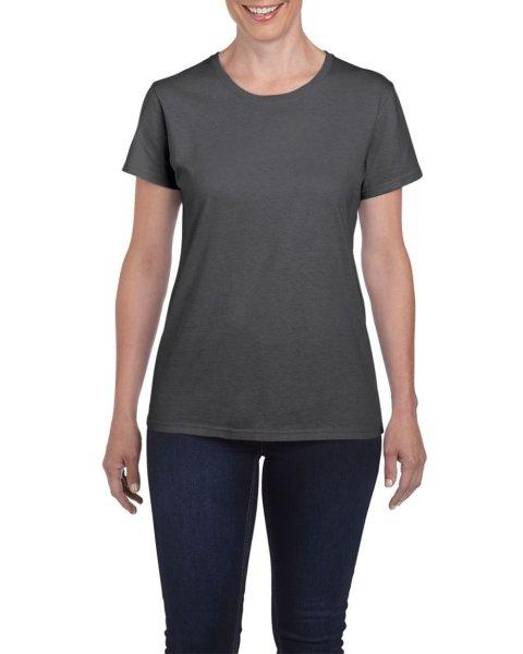 Kerknyakú karcsusított női póló, Gildan GIL5000, Dark Heather-XL