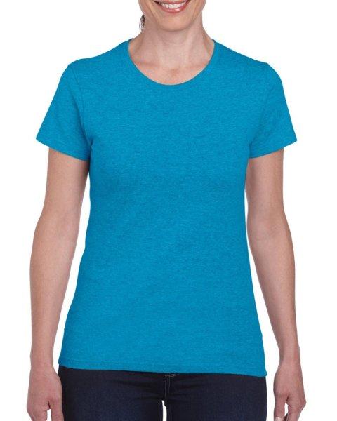 Kerknyakú karcsusított női póló, Gildan GIL5000, Heather Sapphire-XL
