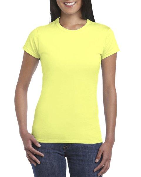 Softstyle testhez álló rövid ujjú női póló, Gildan GIL64000, Cornsilk-XL